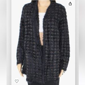 Alfani Black/Gold Eyelash Cardigan